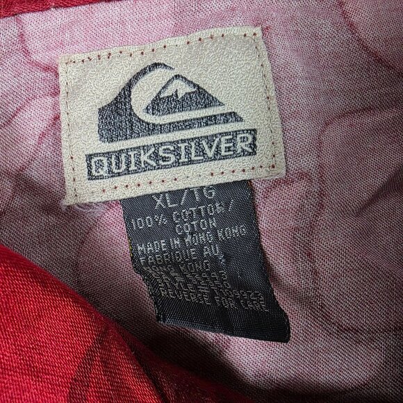 Quiksilver Hawaiian Floral Mens Size XL Red White Short Sleeve Button Up Shirt - Picture 4 of 9